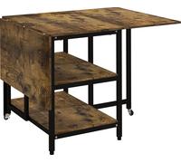 Fortuna Lai Table pliante Table à manger Roulettes 140x80cm 2-6 personnes 2 tablettes Brun rustique Acier