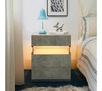 Fortuna Lai Tables de chevet LED Commode à 3 tiroirs pour chambre à coucher Table d'appoint avec plateau en acrylique Tables de chevet LED pour chambre à coucher Salon Meubles de chevet (gris)