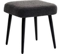 Fortuna Lai Tabouret carré aspect cachemire, gris foncé, pieds en acier, idéal pour le salon et la chambre à coucher