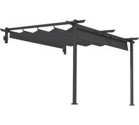Fortuna Lai Toit de terrasse Pergola env. 3x3m Toit de terrasse, pavillon de jardin en aluminium, montage mural, pavillon de jardin avec toit réglable, protection solaire pour terrasse et jardin, gris