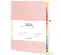 Forvencer Planificateur 2026, planificateur hebdomadaire et mensuel à couverture rigide, de janvier 2026 à décembre 2026, 21,6 x 27,9 cm, organiseur quotidien à spirale pour l'école à domicile, rose