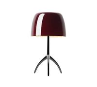 Foscarini Lampe de table Lumiere Grande Dimbar rouge cerise. chrome noir