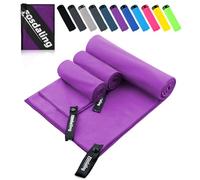 Fosdaling Lot de 3 serviettes en microfibre - Grandes 200 × 100 cm et 2 petites 80 × 40 cm, à séchage rapide, en microfibre, pour voyage, serviette de bain, serviette de fitness et serviette de sport