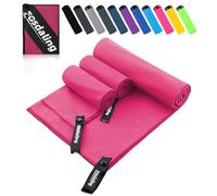 Fosdaling Lot de 3 serviettes en microfibre - Grandes 200 × 100 cm et 2 petites 80 × 40 cm, à séchage rapide, en microfibre, pour voyage, serviette de bain, serviette de fitness et serviette de sport