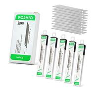FOSHIO 50PCS 9mm Lames Cutter sécables 30 degrés en Acier Inoxydable, Lames Sécables de Rechange des outils à main et des fournitures de bureau - Universal Art couteau lames