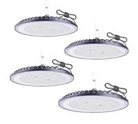 Fosingut 300W UFO High Bay Lumière d'Entrepôt, 110lm/w 432 LEDs Projecteur Extérieur Industrial, 6500K IP65 Étanche Plafonnier UFO Spot Lustre Intérieur, Lampe Atelier pour Garage, Usine-4pcs