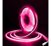 Fosingut Bande LED COB de 5 m, DC12 V rose, 480 LED/M CRI90+, haute luminosité, flexible, bande lumineuse COB autocollante, 2,7 mm, pour canal, cuisine, TV, voiture, décoration de la maison (bande