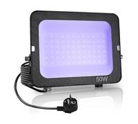 Fosingut Lumiere Noire Led 50W, Puissant Projecteur UV LED avec Prise,395-400nm Etanche Noire Lampe Extérieur pour Fête Néon,Fluo Peinture Corporelle,Scène,Étape,Jeu de lumiere soiree DJ,Résine,Noël