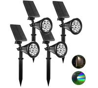 Fosingut RGB Spot Solaire Exterieur,2 en 1 Lampe Solaire Exterieur Jardin Etanche IP65,7 LED Projecteur Solaire Éclairage de Sécurité,Paysage Lumière pour Noël Deco,Jardin,Allée,Cour,Fête,4 Pack