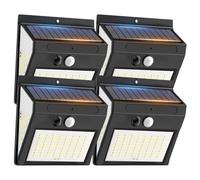 Fosingut Spot Solaire Exterieur Détecteur Mouvement,144 LED Lumiere Solaire Exterieur,3 Modes 270° Eclairage Exterieur Solaire,Etanche IP65 Lampe Mural Applique Exterieur pour Jardin,Chemin,Cour-4PCS