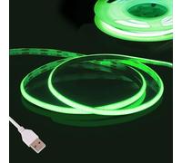 Fosingut Vert Ruban LED COB 3m, DC5V USB Bande COB Chambre,480LED/m 2.7mm Fancy LED TV Kit,CRI90+ Flexible Lumiere Bandeau LED Gaming,Adhésif Reglette COB pour Cuisine,Armoire,Miroir,Fête DIY Decor