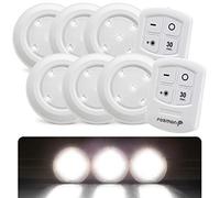 Fosmon Spot LED Autocollant 5700K pour Placard et Cuisine - 6 Pack | Lampe sans Fil avec Contrôle Tactile, Télécommande, et Adhésives 3M pour Armoires, Escalier, Alimenté par Piles