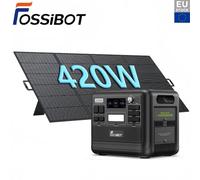FOSSiBOT F2400 Generateur Electrique Portable Panneau Solaire 420W, 2048Wh LiFePO4 Generateur Solaire UPS, 3 Sortie CA 2400W (4800W Pic), 1100W Charge Rapide Power Station Camping, Voyage Vert