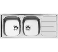 FOSTER évier S1000 116.2V.3,5".STD 2 bacs + égouttoir (Bac d'égouttage brossé à droite - Acier Inox)