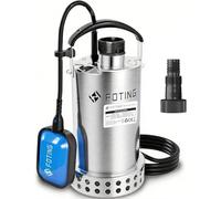 FOTING Pompe d’évacuation, 900W, Débit 13 000L/h, Hauteur de refoulement max: 9m, Profondeur d’immersion max: 7m, Taille particules max: 5mm, Pompe à eau Submersible Automatique 4000 GPH élimination
