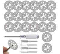 FOTYBEI 545 Lot de 20 meules diamantées (30 mm) avec mandrin 402 (3 mm) et tournevis pour outil rotatif Dremel disques de coupe de verre