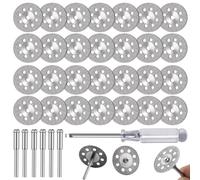 FOTYBEI 545 Lot de 30 meules diamantées (22 mm) avec mandrin 402 (3 mm) 6 pièces et tournevis pour outil rotatif Dremel Pierre Disque de coupe de verre