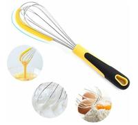 Fouet à œuf manuel inox avec poignée silicone et racloir, ustensile de cuisine professionnel pour pâtisserie