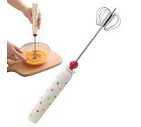 Fouet à œufs - Mousseur rotatif à pression avec poignée antidérapante | Agitateur à boisson, outils de pâtisserie portables | Pour Lait Café Boisson Crème Farine Sauce Maison Cuisine Restaurant Campin