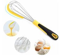 Fouet Acier Inoxydable avec Silicone Poignée & Racloir, Fouet Oeuf Whipping Manuel Cuisine INOX Professionnel, Egg Dough Hand Whisk