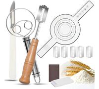Fouet Danois, 5 Pièces Fouet à Pâte Danois en Acier Inoxydable, Mélangeur de Pâte Danois Professionnel, Mélangeur de Pâte de Cuisine, Fouet Manuel (avec fouet cuisine et Grattoir à Pâte)