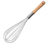 Fouet en bois, fouet de cuisine en fil d'acier inoxydable de 12 pouces avec manche en bois, antiadhésif multifonctionnel pour mélanger, fouetter, battre la mousse, remuer les pâtes, cuisine