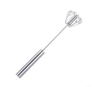 Fouet manuel en acier inoxydable - Batteur à œufs rotatif pour la cuisson de la sauce et de la crème - 27 cm - Outil de cuisine argenté