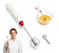 Fouet Rotatif à Pression, Batteur à Œufs Semi-Automatique avec Manche Coloré, Mélangeur Manuel en Inox et Séparateur d’Œufs pour Œufs, Café, Crème, Sauce, Pâtisserie (A)