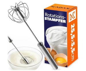 Fouet rotatif KADAX en acier inoxydable, mousseur à lait, fouet à main polyvalent, fouet manuel pour mélanger, œufs, sauces, fouet, batteur à main (petit)