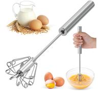 Fouet Semi-Automatique à Poussoir, Inox 30 cm, Batteur à Œufs Manuel pour Pâtisserie, Cuisine et Crèmes