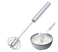 Fouet semi-automatique - Batteur manuel rotatif pour œufs | Mixeur anti-adhésif en acier inoxydable | Outil d'agitation mécanique à pousser pour sauces émulsionnées avec pâte
