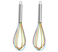Fouets compatibles avec la cuisine, mini fouets en silicone, lot de 2, fouets à œufs ballon colorés, compatibles pour mélanger, fouetter et