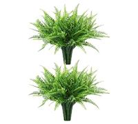 Fougère artificielle - Pot de fleurs de fougère artificielle réaliste | résistant aux UV pour l'extérieur | 2 paniers suspendus à tige de fougère pour la décoration intérieure