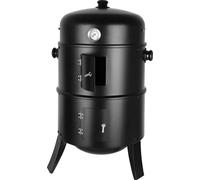 Four à fumigation, grilles en acier inoxydable, dimensions de la grille : 37,5 cm, compatible avec le charbon, ouvertures d'aération réglables, récipient en émail résistant aux hautes températures
