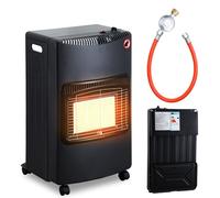 Four à gaz céramique ISOISL, 4200 watts, avec 3 niveaux de puissance, système de sécurité en cas de manque d'oxygène, tuyau de gaz et régulateur, 4 roulettes, inclut 2 adaptateurs EU