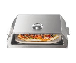 Four à pizza BIGHORN - Plaque céramique pour barbecue de gaz, charbon ou bois - Taille 338x278x12mm