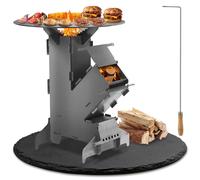 Four à pizza et barbecue Vigevee, poêle de cuisson intégrée, foyer de barbecue d'extérieur en acier au carbone, réchaud de camping avec crochet pour le feu, idéal pour le jardin, le camping et la terr