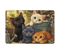 Four Adorable Kittens in Wooden Crates Tapis à Poils Courts 150 x 100 cm | Tapis imprimé à poils courts avec dos à points PVC antidérapants; met clairement en valeur le motif choisi; pour salon