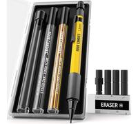Four Candies Ensemble de porte-mine mécanique de 1,3 mm avec 24 recharges de mine, porte-mine métallique résistant aux intempéries pour charpentier en extérieur, gomme, 6 recharges de gomme pour