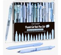 Four Candies Lot de Surligneurs Pastel avec Stylos à Encre Gel Esthétique avec étui,12 Stylos Neutres Noirs à Pointe Fine 0,5 et 2 Surligneurs à Séchage Rapide la Prise de Notes Fournitures Scolaires