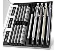 Four Candies Set de Métal Porte-mine, 4 Pièces de Criterium 0,5 mm, Porte Mine en Métal avec 8 Tubes de Plomb HB, 3 Pièces de Gomme 4B et étui, Porte Mine pour écrire et Dessiner