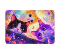 Four Colorful Cartoon Cats Tapis 150 x 100 cm, Doux et Antidérapant | Tapis antidérapant pour le quotidien, avec poils courts; près du lit ou du canapé