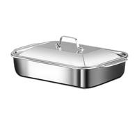 Four en acier inoxydable, plaque de cuisson avec couvercle et poignée, accessoires de cuisson résistants à la chaleur, pour gâteaux, pain, biscuits, pizza, cuisine, maison, fête, cuisine