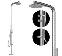 Four & More Douche de Jardin Design - Douche extérieure - Douche de Piscine - Colonne de Douche en Acier Inoxydable brossé V4A / 316 - Modèle Lanikai avec raccordement d'eau Chaude et Froide pour Le