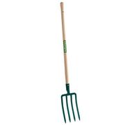 Fourche à bêcher douille 4 dents - 30 cm - manche pomme en bois certifié PEFC 100%
