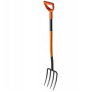 KADAX Fourche à Bêcher d'une Tête en Acier Trempé au Carbone, Outil de Jardin avec Manche Long et Poignée en Forme D, Fourche de Jardinage (4 Dents)