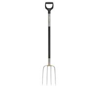 Fourche à Compost Ergonomique Fiskars, Acier au Bore, Noir/Argent | Pour les feuilles et le paillis, Le foin, Le compost et les tontes de gazon, Préserve le dos, SoftGrip, 1070678