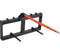 Fourche à foin de 49 pouces, fourches à balles d'une capacité de charge de 1600 lb, accessoire pour tracteur à chargeur compact avec 2 fourches stabilisatrices de 17,5 pouces, fourches à fixation rapi