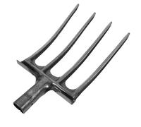 Fourche à Fouir en Acier à Quatre Dents, Tête Argentée | Préparation du Sol, Ameublissement Terre, Usage Agricole pour Gingembre et Oignons