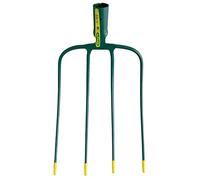Fourche à Fumier 4 Dents Forgées 22 cm Sans Manche - Acier Trempé Haute Résistance, Douille Robuste, Outil Agricole et Équestre, Avec Protège-Pointes - Leborgne